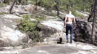 Jock jerks off solo while bathing in the soft warm sunlight