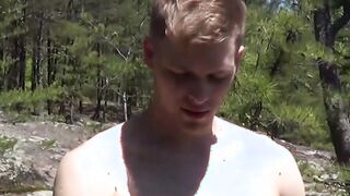 Jock jerks off solo while bathing in the soft warm sunlight