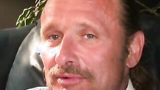 Deviant mature gay dude spanks his hard dick and cums solo