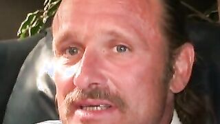 Deviant mature gay dude spanks his hard dick and cums solo