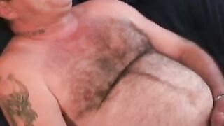 Big belly homo smoking and jerking off before a jizz blast