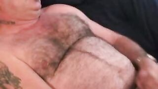 Big belly homo smoking and jerking off before a jizz blast