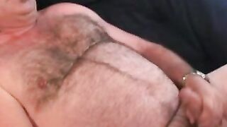 Big belly homo smoking and jerking off before a jizz blast