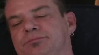 Big belly homo smoking and jerking off before a jizz blast