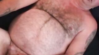 Big belly homo smoking and jerking off before a jizz blast