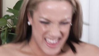 Teen lady fucked before tasting a thick cum load during orgy