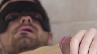 Hot and mysterious hunk masturbates before shower