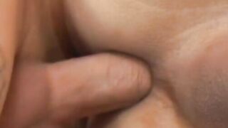 Barebacked Latino twink cums while getting slammed hard