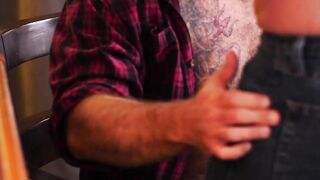 Bear enjoys sucking on dick before taking it in the butthole