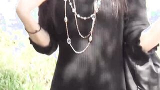 Lusty Japanese babe shows off her small tits and soft pussy