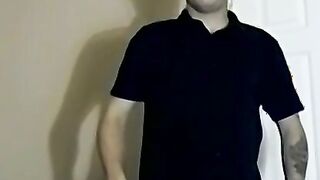 Hairy straight Brad jerks off his dick and explodes on cam