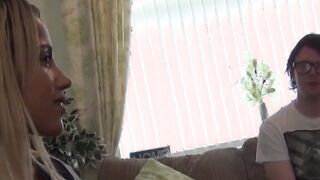 Attractive woman eats a sleazy fake producers sticky cum