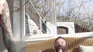 Tattooed skinny cougar Ali Bordeaux rides dick after blowjob