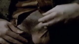 Man with muscles cum while being watched in vintage clip