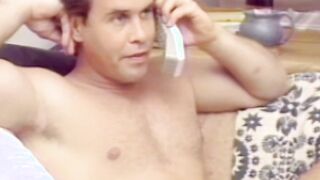 Hunks are stroking their cocks together in vintage video