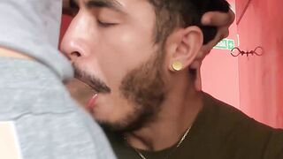Inked Latino jock Sahid rides on top of gay Mateo huge cock