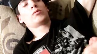 Solo athletic straightie Alex Rikers spanks his thick cock