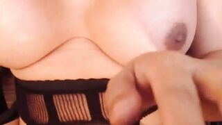 Huge tits Asian trans jerks off on webcam