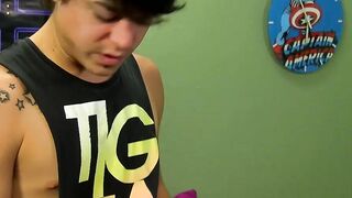Hot ass Tristan Tyler wanking his big fat cock for jizz