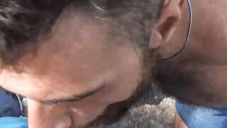 Hairy Latino Rodrigo El Santo rides Pablo X dick outdoors