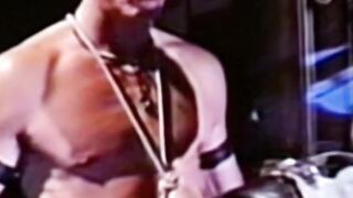 Submissive stud receives blowjob in retro threesome