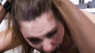 Teen gets rough face fucking by a massive big black cock