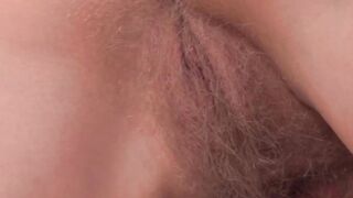Natural tits MILF Enza playing with her hairy juicy pussy