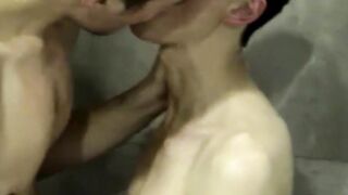 Naughty twink covered in cum after hot shower deepthorat
