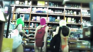 Busty bikini girlfriends enjoying loot and cock