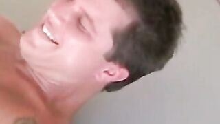 Horny mature guy tied up and tickled hard by two friends