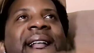 Beefy black guy Upgrade loves sucking on a big fat dick