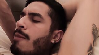 Latino twink Edipo Rey spitroasted by Sahid and Rob Angel