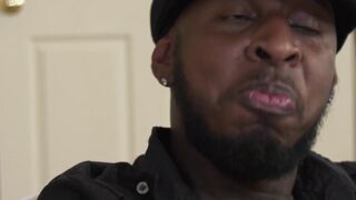 Drunk black stepdad drills his white stepdaughter on sofa