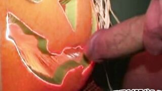 Mature deviant shows off cock before festive wanking