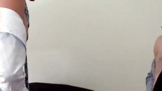 Muscle tattooed amateur swallows dick before mutual handjob