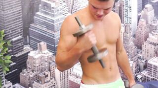 Cute Russian jock Rustie Port wanks solo while working out