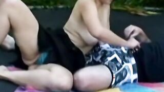 Gala And Bro Do Sixty Nine On A Trampoline - Gala And Guy Do Sixty Nine On A Trampoline