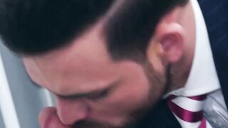 Suit stud Javi Gray hard pounded by John Brachalli big cock