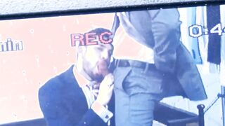 Suit stud Javi Gray hard pounded by John Brachalli big cock