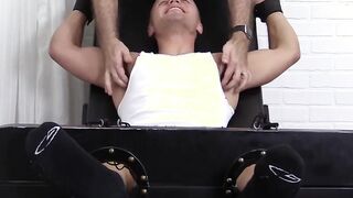 Cute Tommy gets his feet and body tickled by mature friend