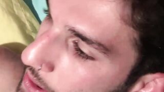 Stunning tattooed gay amateur beating off his enormous cock