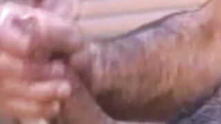 Handsome classic gay wanking off hairy cock and spraying cum
