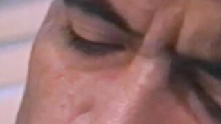 Handsome classic gay wanking off hairy cock and spraying cum