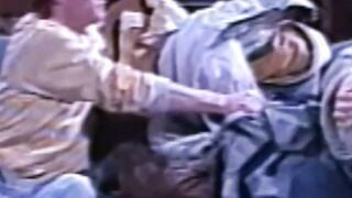 Handsome classic gay wanking off hairy cock and spraying cum