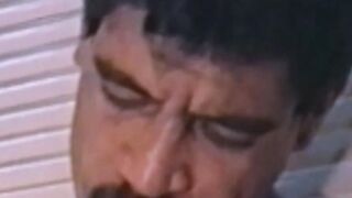 Handsome classic gay wanking off hairy cock and spraying cum