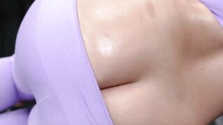 Lubed big tits gyms cock workout