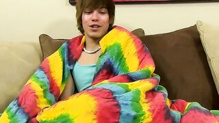 Emo twink jacking off his uncut cock and ass dildoing
