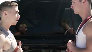 Max and Dante fucks their gym buddy Benjamin in the ass