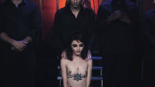 Tiny goth babe gets all of her holes filled with giant cocks