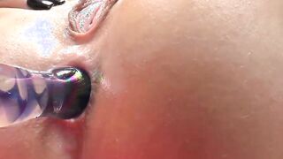 Horny babes enjoying their anal play time with toys